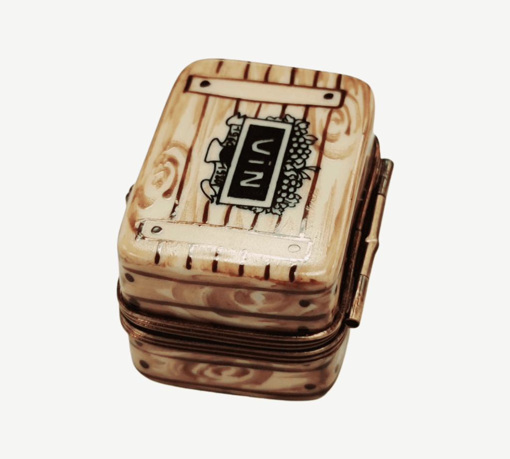 Artisan-painted 3 Bottles Wine Limoges box from France, a cherished collectible
