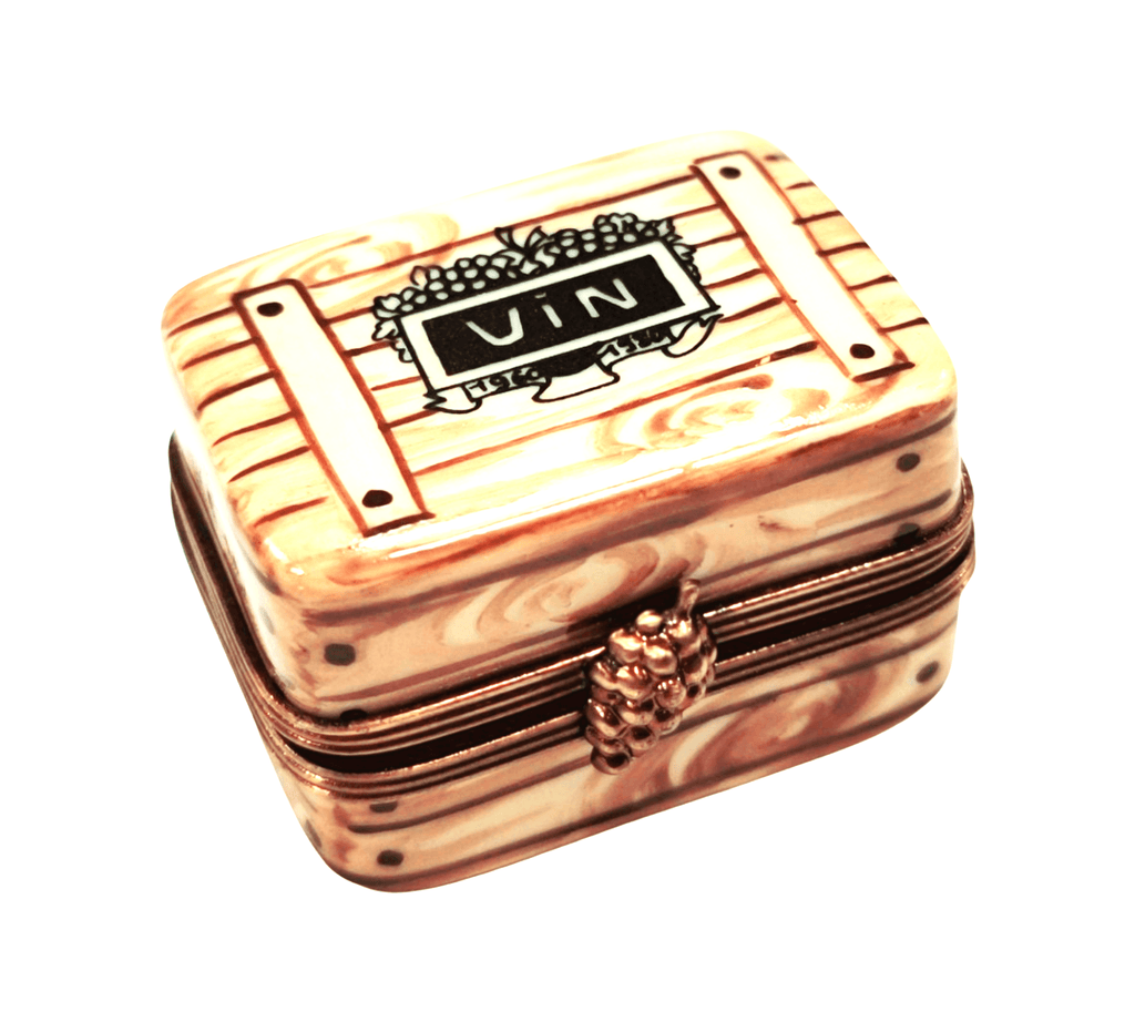Every brushstroke by hand on the 3 Bottles Wine Limoges box from France