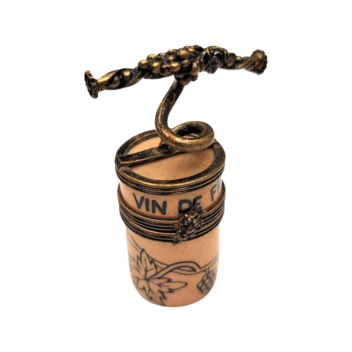 Wine Cork Screw Limoges Box for Wine Lovers, a hand-painted Limoges porcelain gift