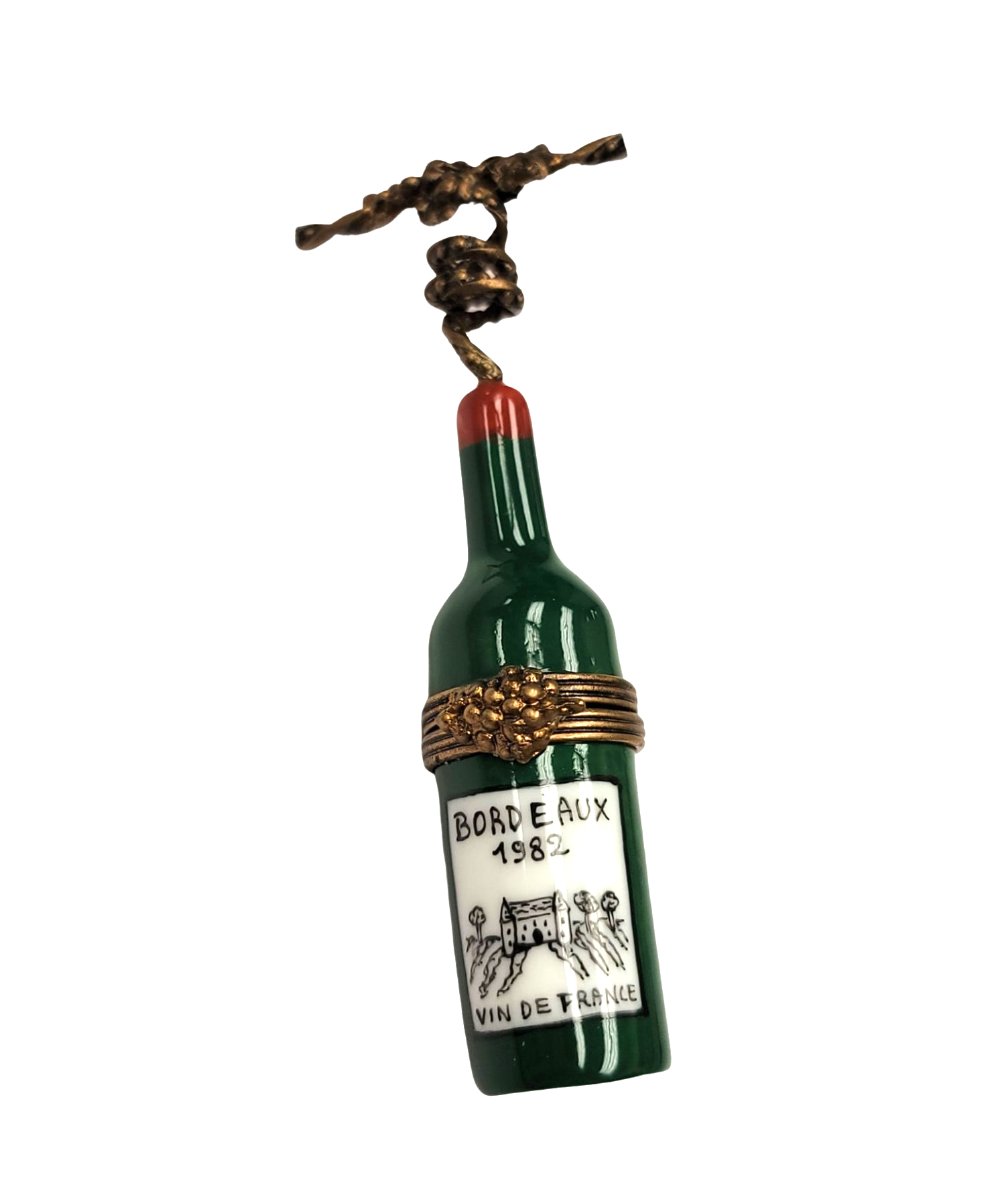 Wine Bottle Cork Screw Limoges Box Figurine for Collectors, a hand-painted Limoges porcelain gift