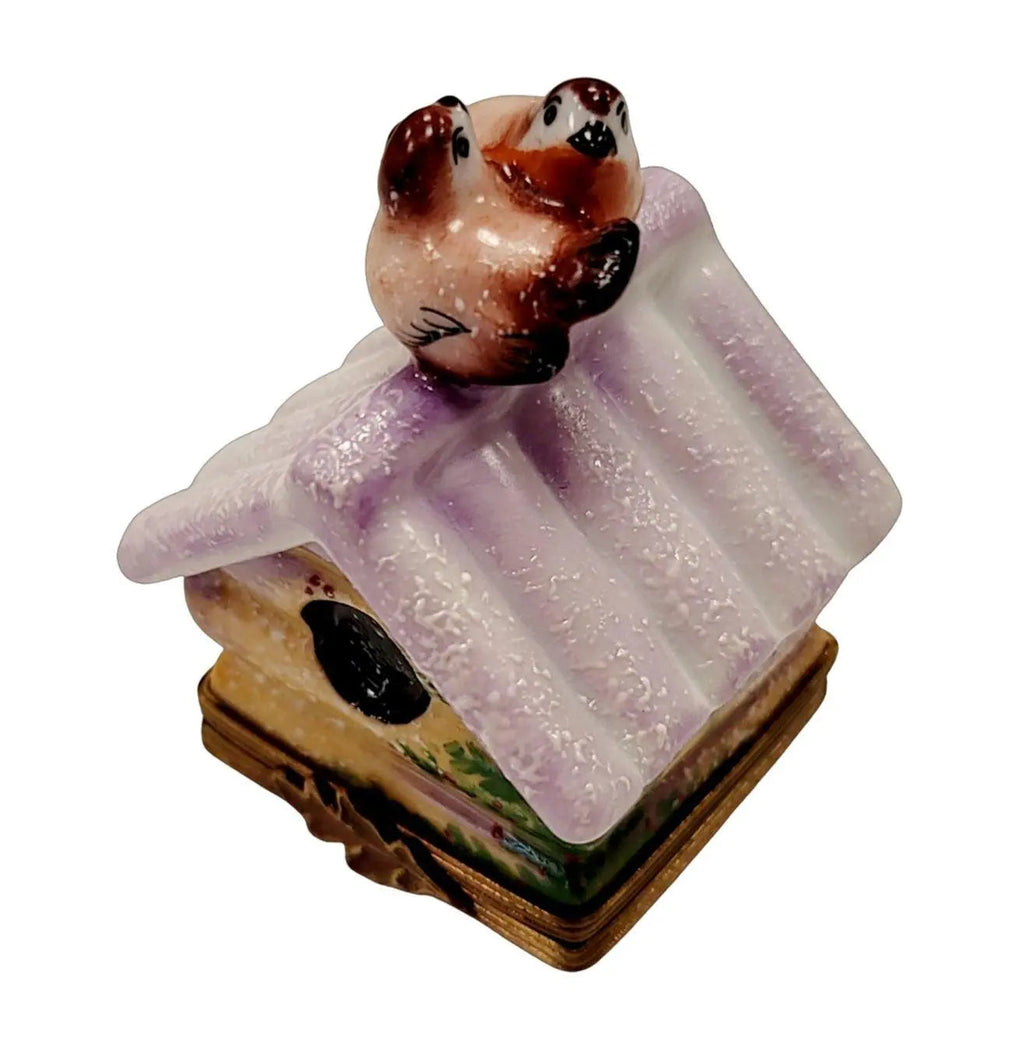 Winter Birds House w/ Limoges Porcelain Eggs Porcelain Art Object, view 2