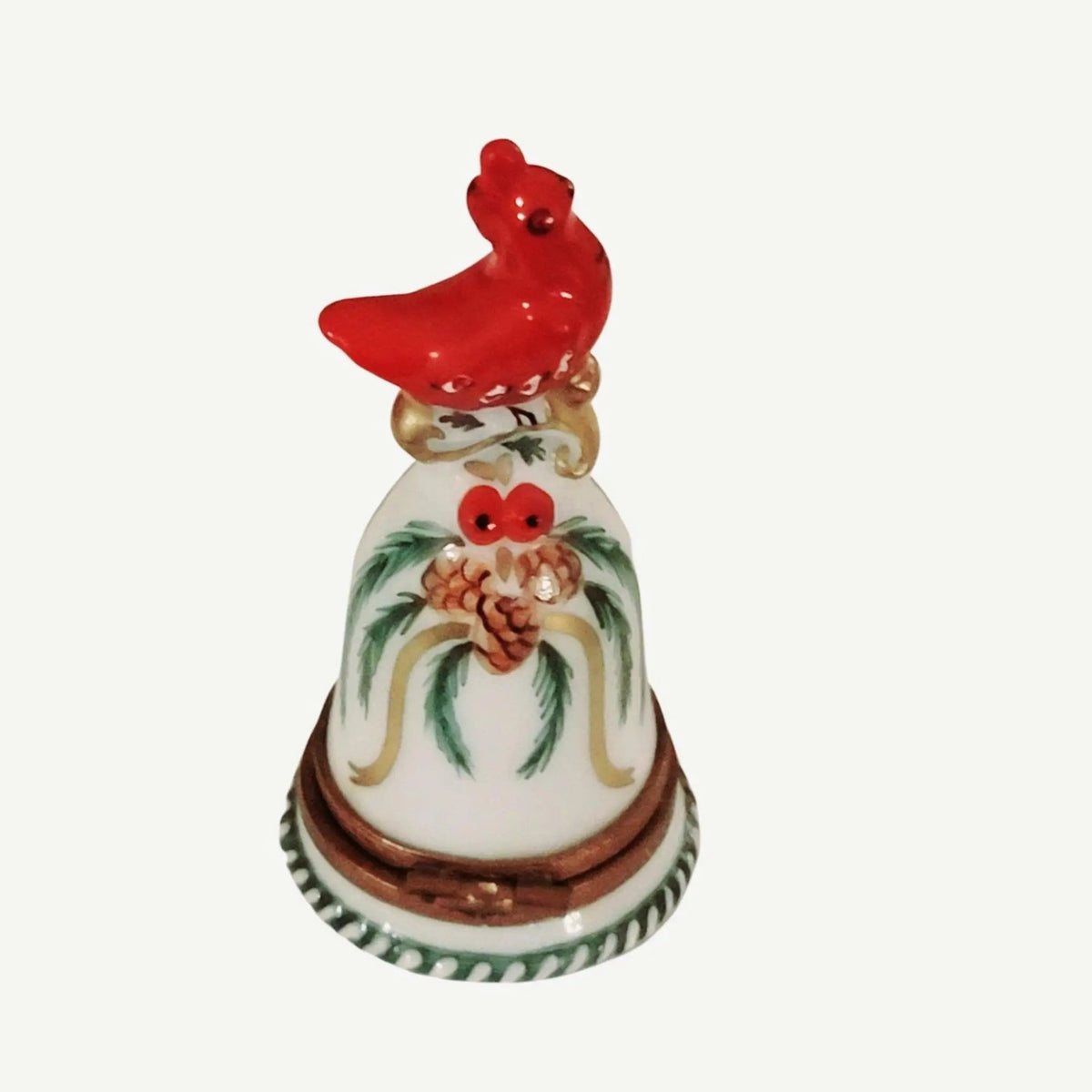 The Winter Cardinal on Bell Christmas, a Limoges keepsake with true French charm