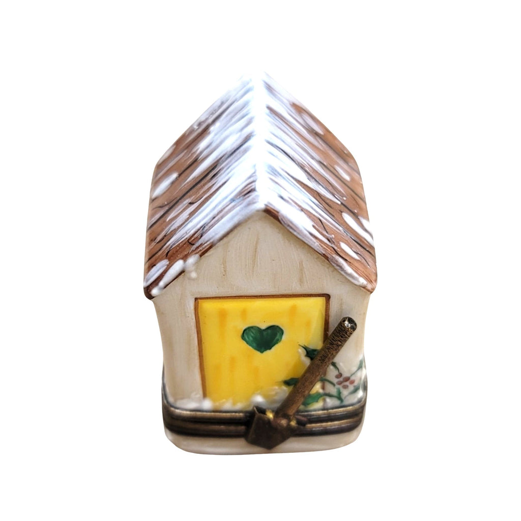 Winter Garden Shed Limoges Box Figurine, a hand-painted Limoges porcelain gift