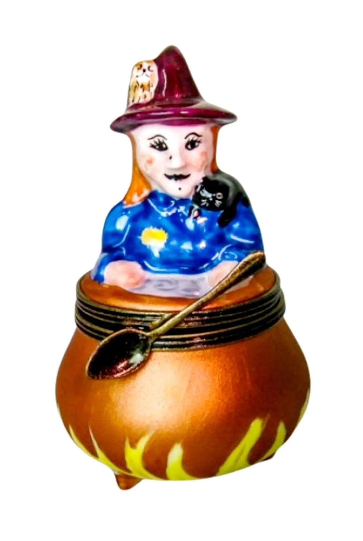 Limoges Boutique presents the Witch in Cauldron, a genuine Limoges box painted by hand in France