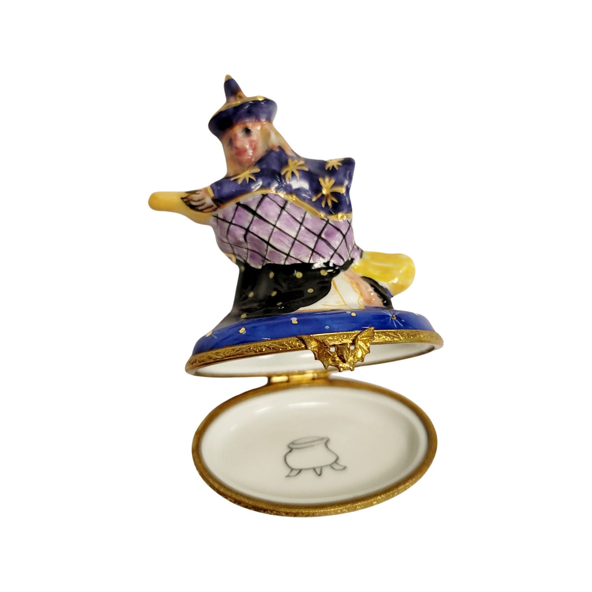 Witch on Broom Limoges box painted by hand in Limoges, France, a gift to treasure