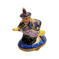 Limoges Boutique presents the Witch on Broom, a genuine Limoges box painted by hand in France