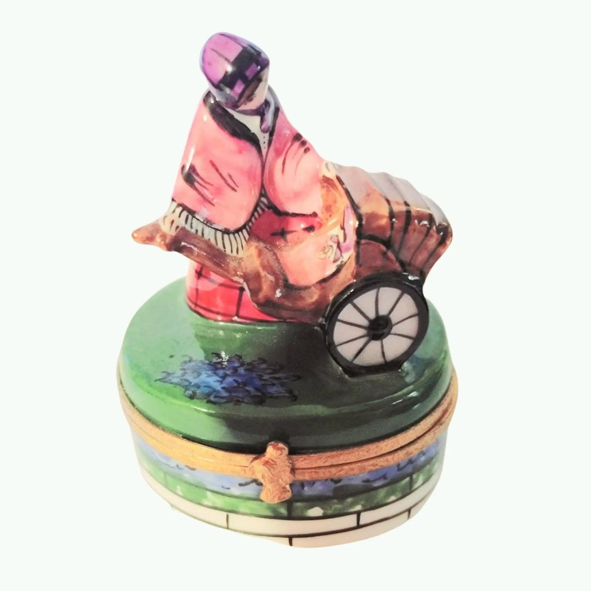 A thoughtful gift for Francophiles: the Woman with Baby Carriage Rickshaw Stroller Limoges box