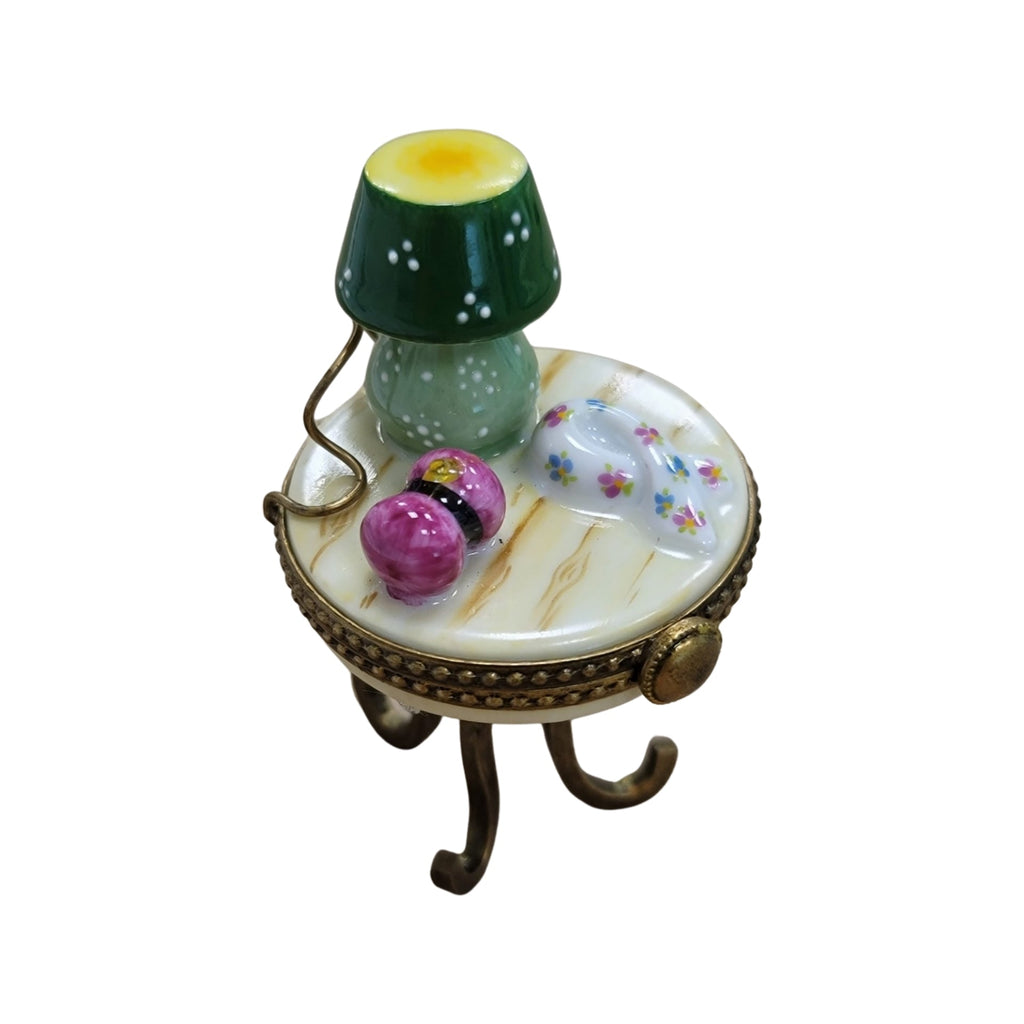 Yarn Table Lamp Limoges Box for Home Decor, a hand-painted Limoges porcelain gift