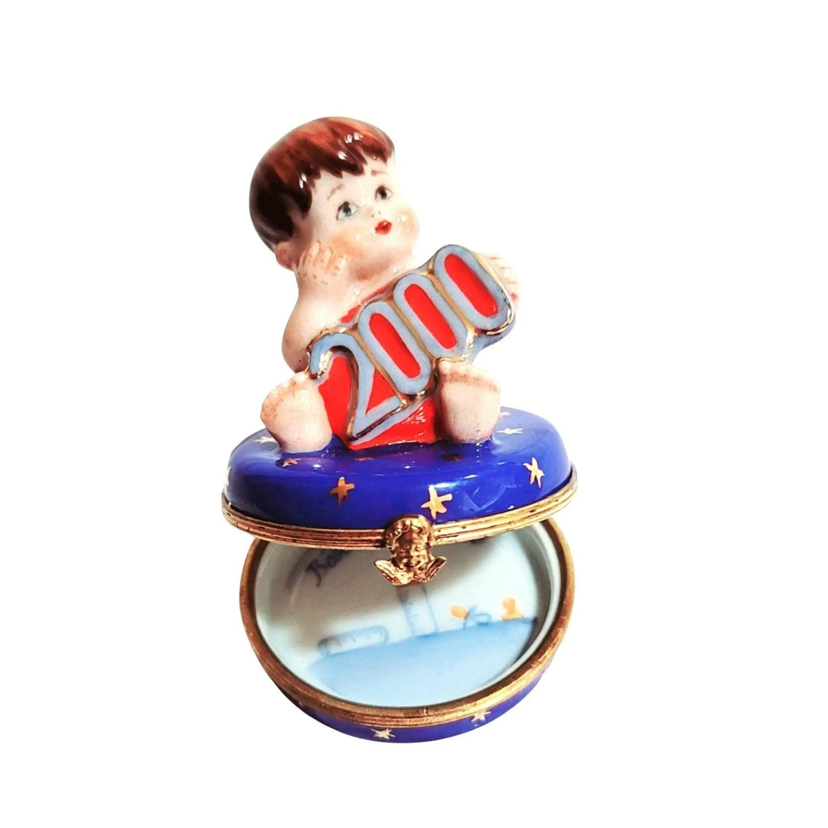 Year 2000 Baby Boy Limoges box painted by hand in Limoges, France, a gift to treasure