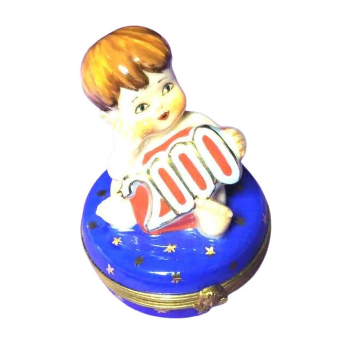 Collectible Year 2000 Baby Boy Limoges box with artisan brushwork