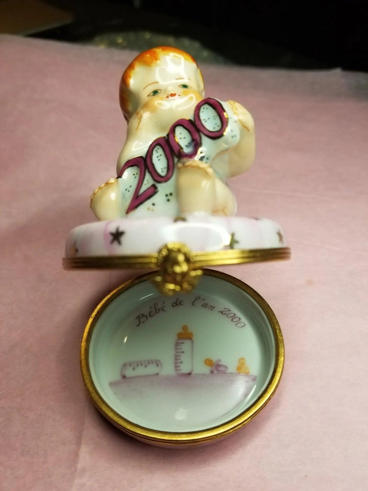 Year 2000 Baby Girl No. 1 of 750 Limoges box painted by hand in Limoges, France, a gift to treasure