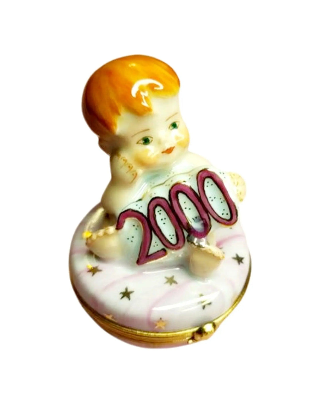 Limoges Boutique presents the Year 2000 Baby Girl No. 1 of 750, a genuine Limoges box painted by hand in France