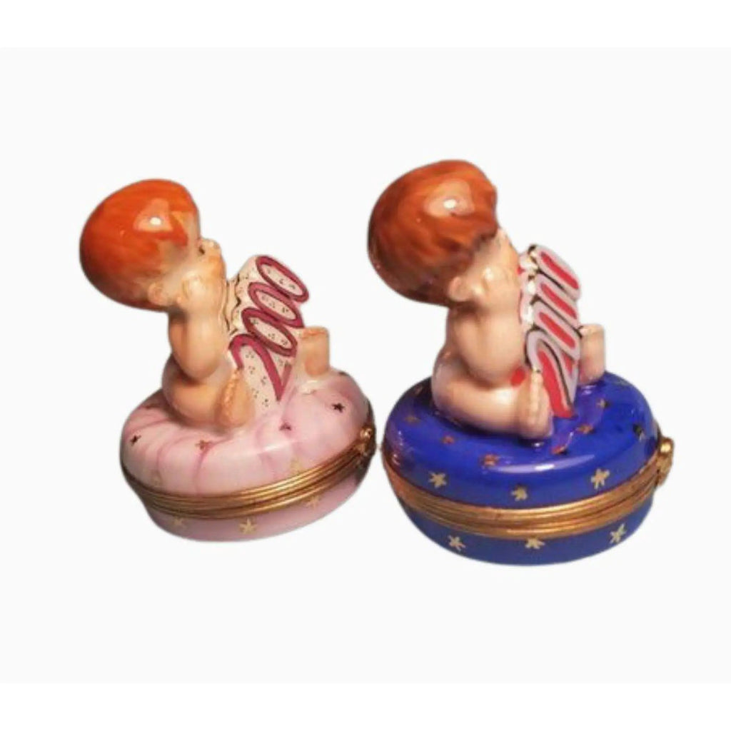 2 Babies Year 2000 Baby Boy Girl Figurines Limoges, view 2
