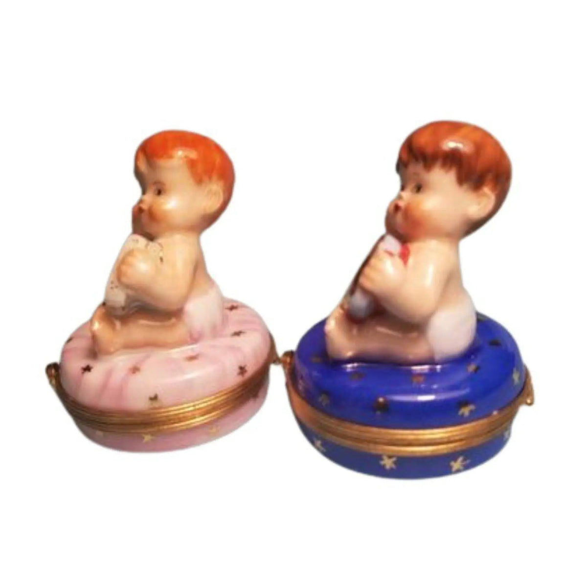 Artisan-painted 2 Babies Year 2000 Baby Boy Girl Limoges box from France, a cherished collectible