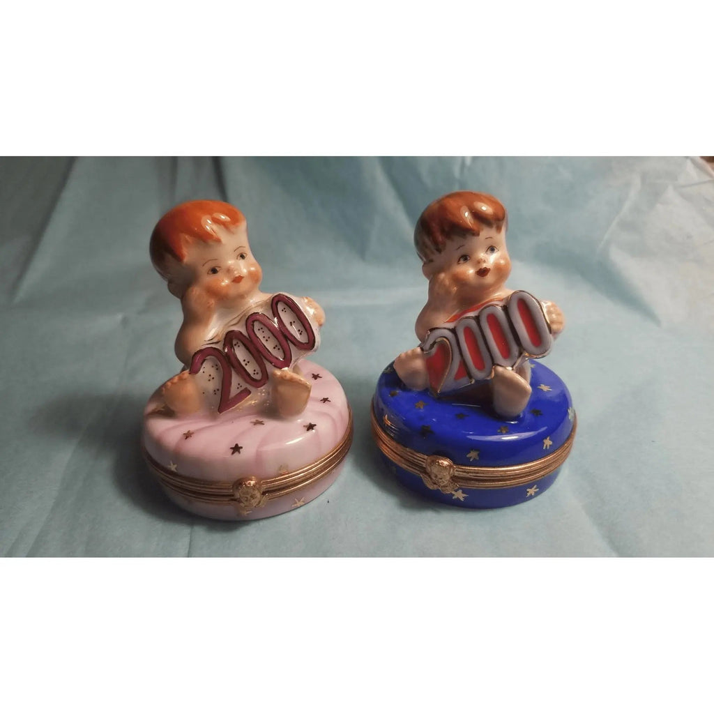 2 Babies Year 2000 Baby Boy Girl Figurines Limoges, view 6
