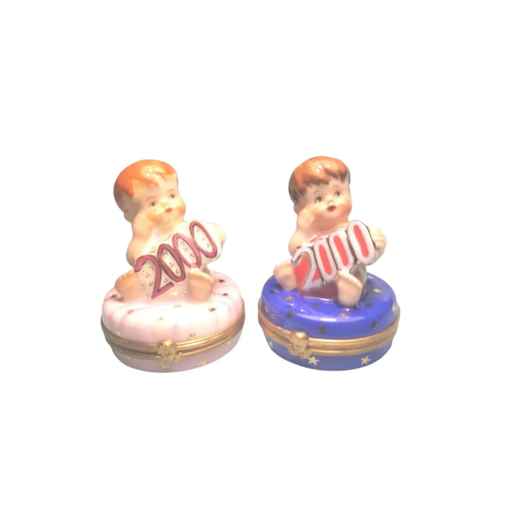 2 Babies Year 2000 Baby Boy Girl Figurines Limoges, view 7
