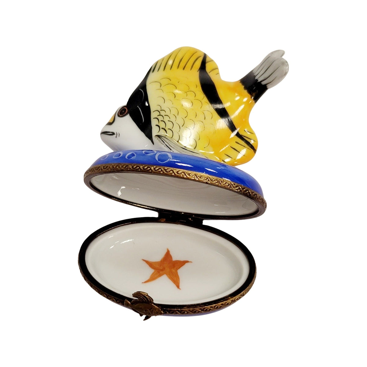 Yellow Black Tropical Fish Limoges Box, view 2
