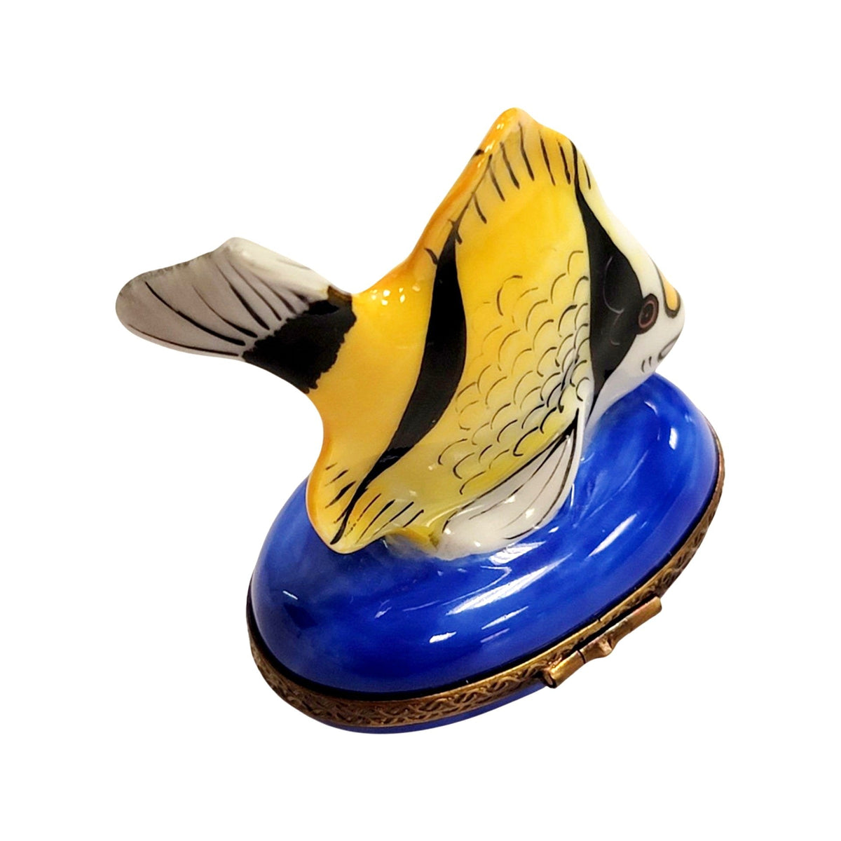 Yellow Black Tropical Fish Limoges Box, view 3