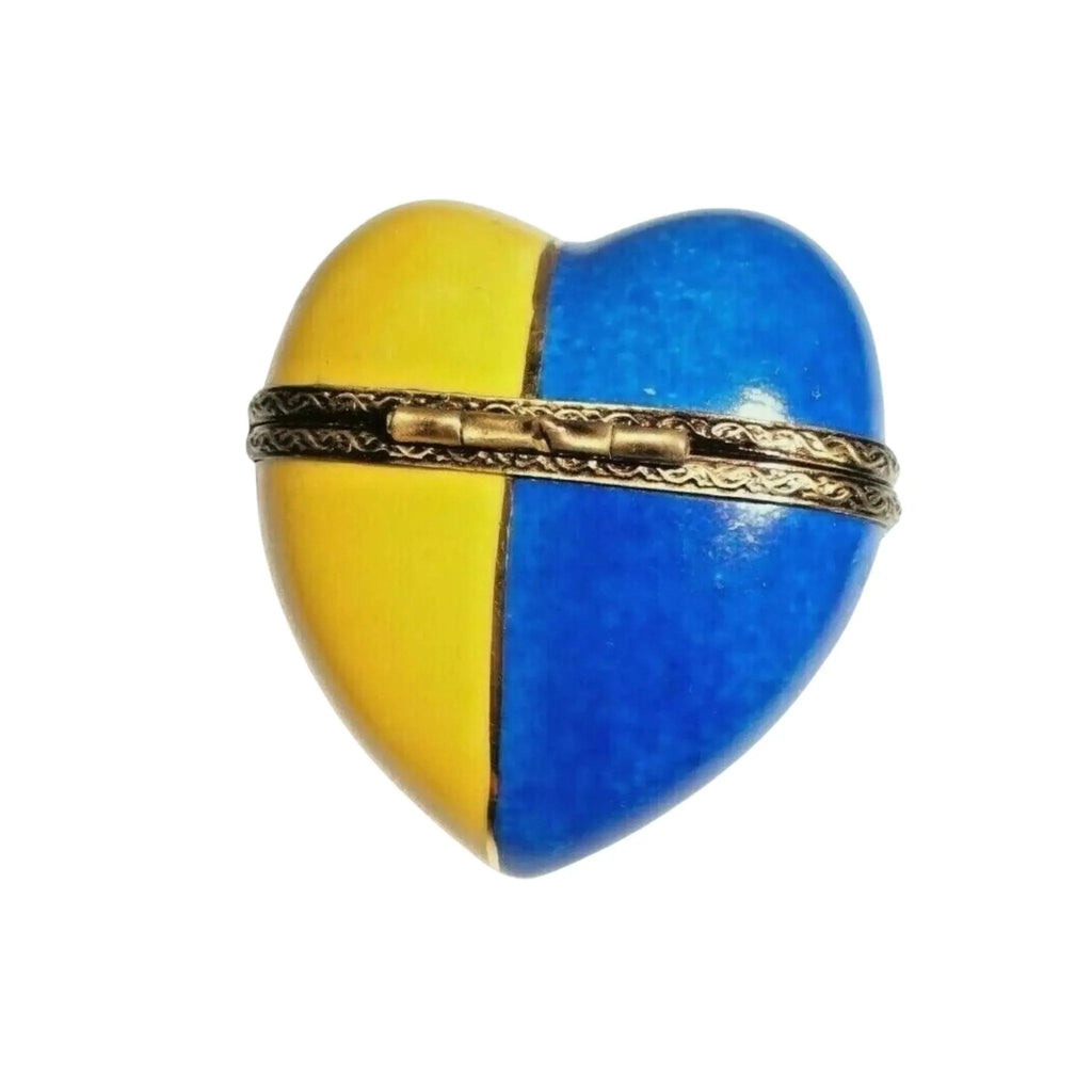 Yellow Blue Heart Limoges Porcelain Art Object, view 2