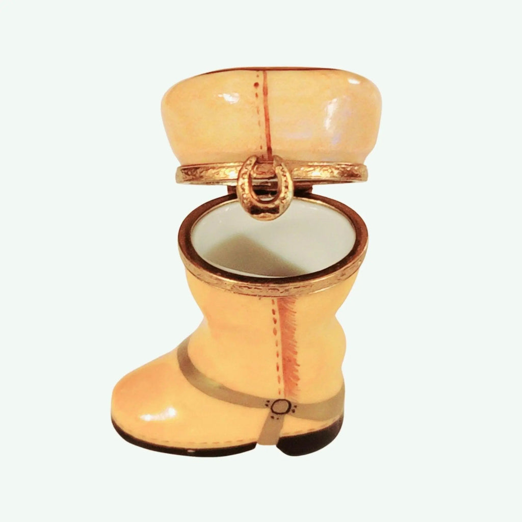 Yellow Riding Boot Cowboy Limoges Box for Collectors, view 2