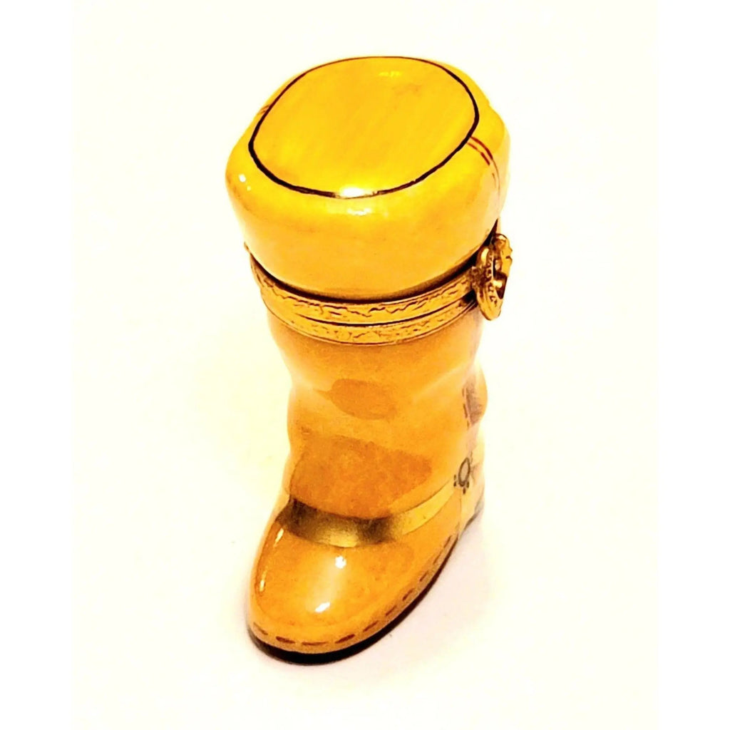 Yellow Riding Boot Cowboy Limoges Box for Collectors, view 3