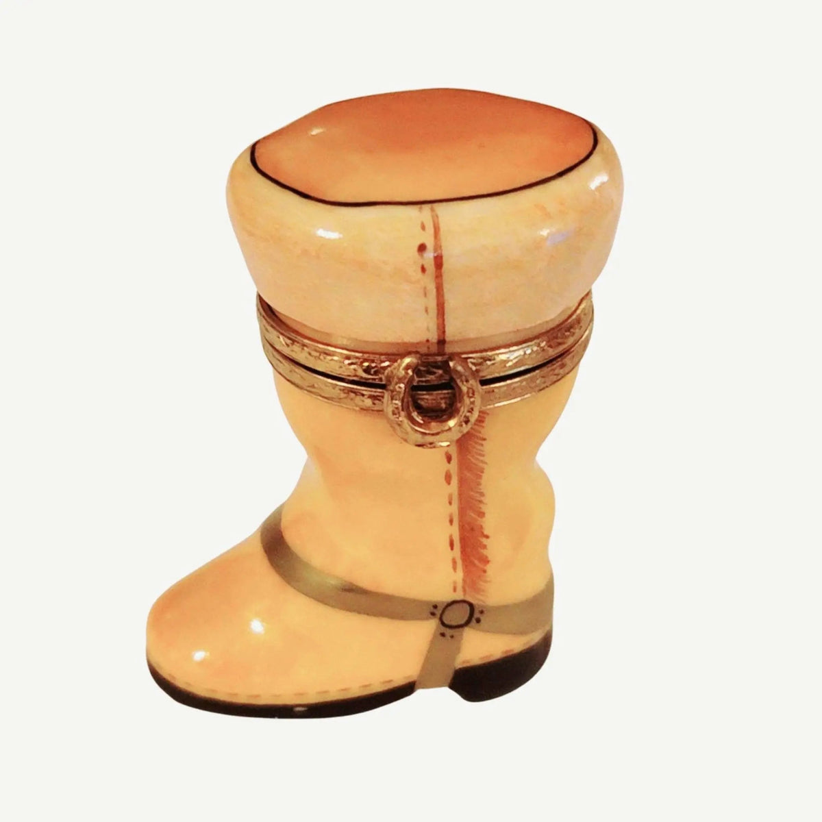 Authentic Yellow Riding Boot Cowboy Limoges box, hand-painted in France, from Limoges Boutique