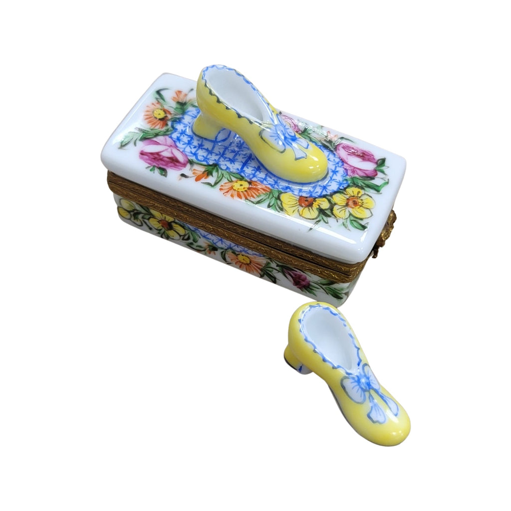 Yellow Shoes Flowers Fashion Limoges Box, a hand-painted Limoges porcelain gift