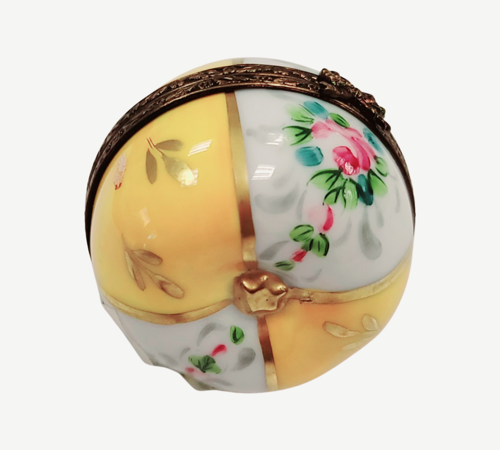Yellow Pear w Flowers Porcelain Limoges Porcelain Art Object, view 2