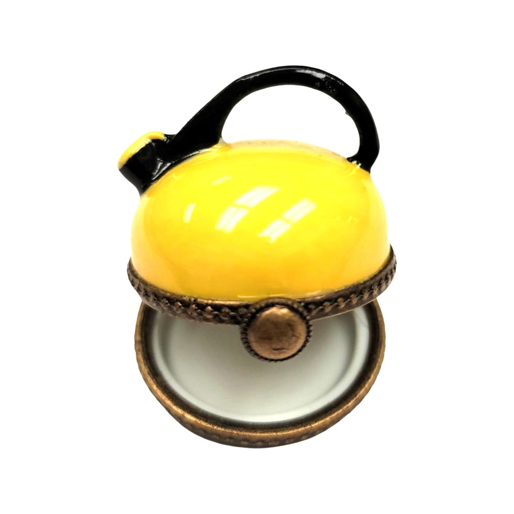 Yellow Tea Kettle Pot Limoges Box Figurine Limoges, view 2