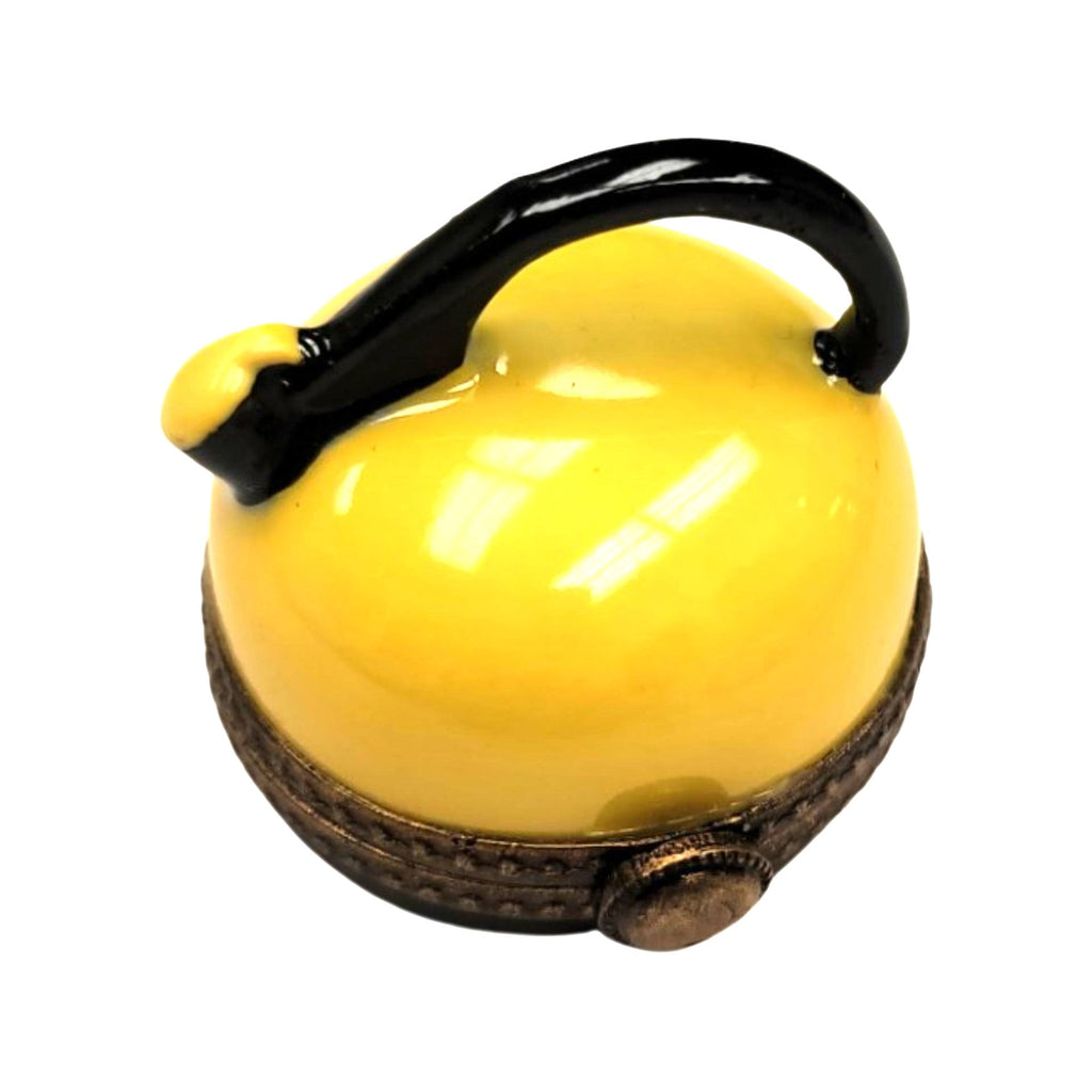 Yellow Tea Kettle Pot Limoges Box Figurine Limoges, view 3