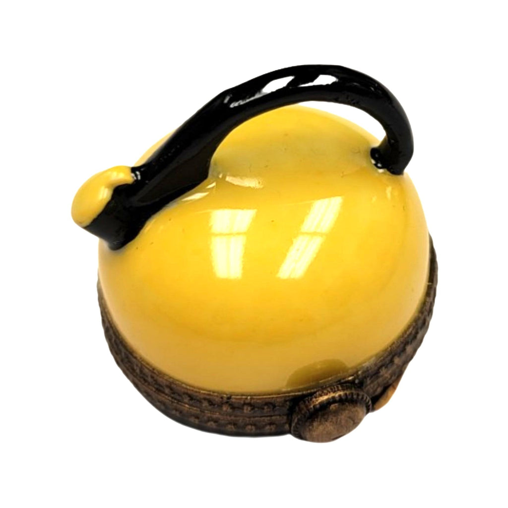 Yellow Tea Kettle Pot Limoges Box Figurine Limoges, a hand-painted Limoges porcelain gift