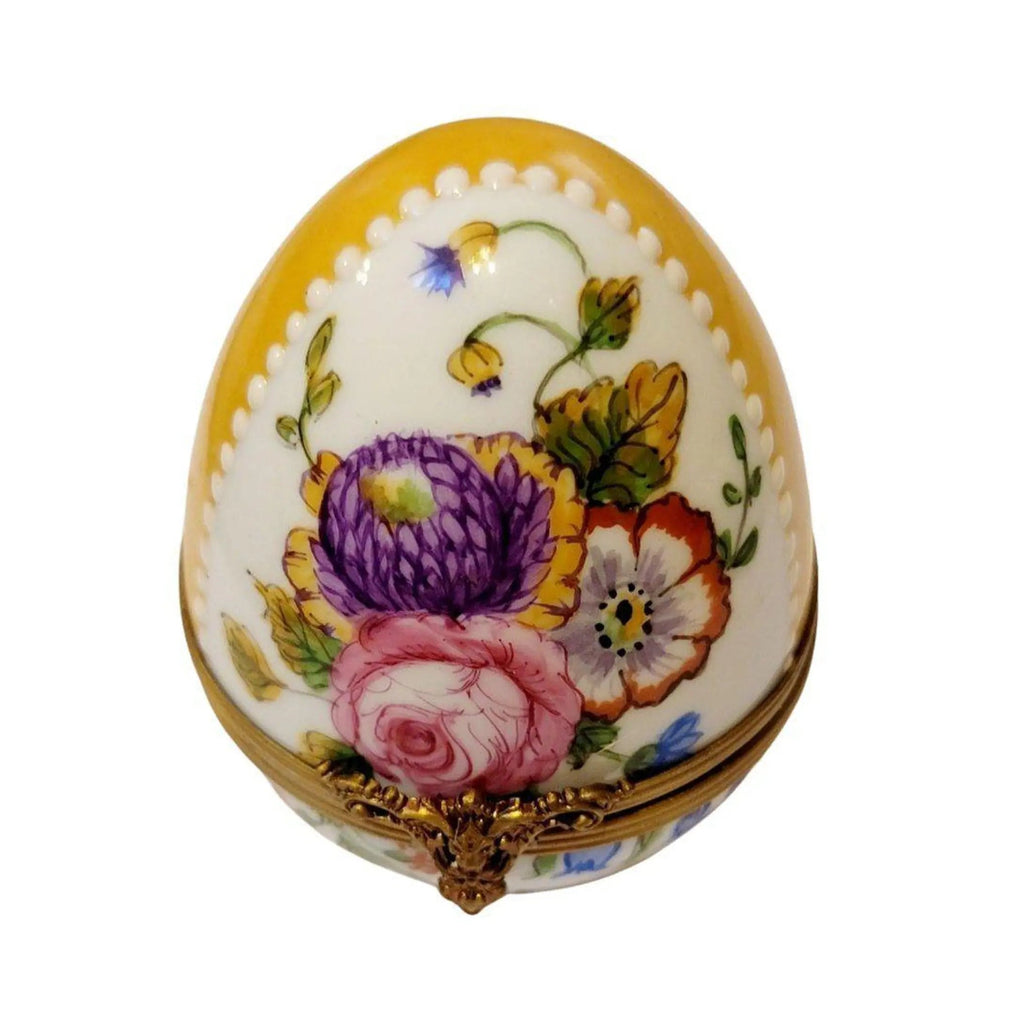 Gift idea for someone who loves France: Roses on Yellow Egg Limoges box