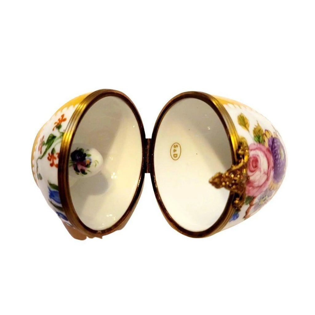 Roses on Yellow Egg Porcelain Art Object, view 8
