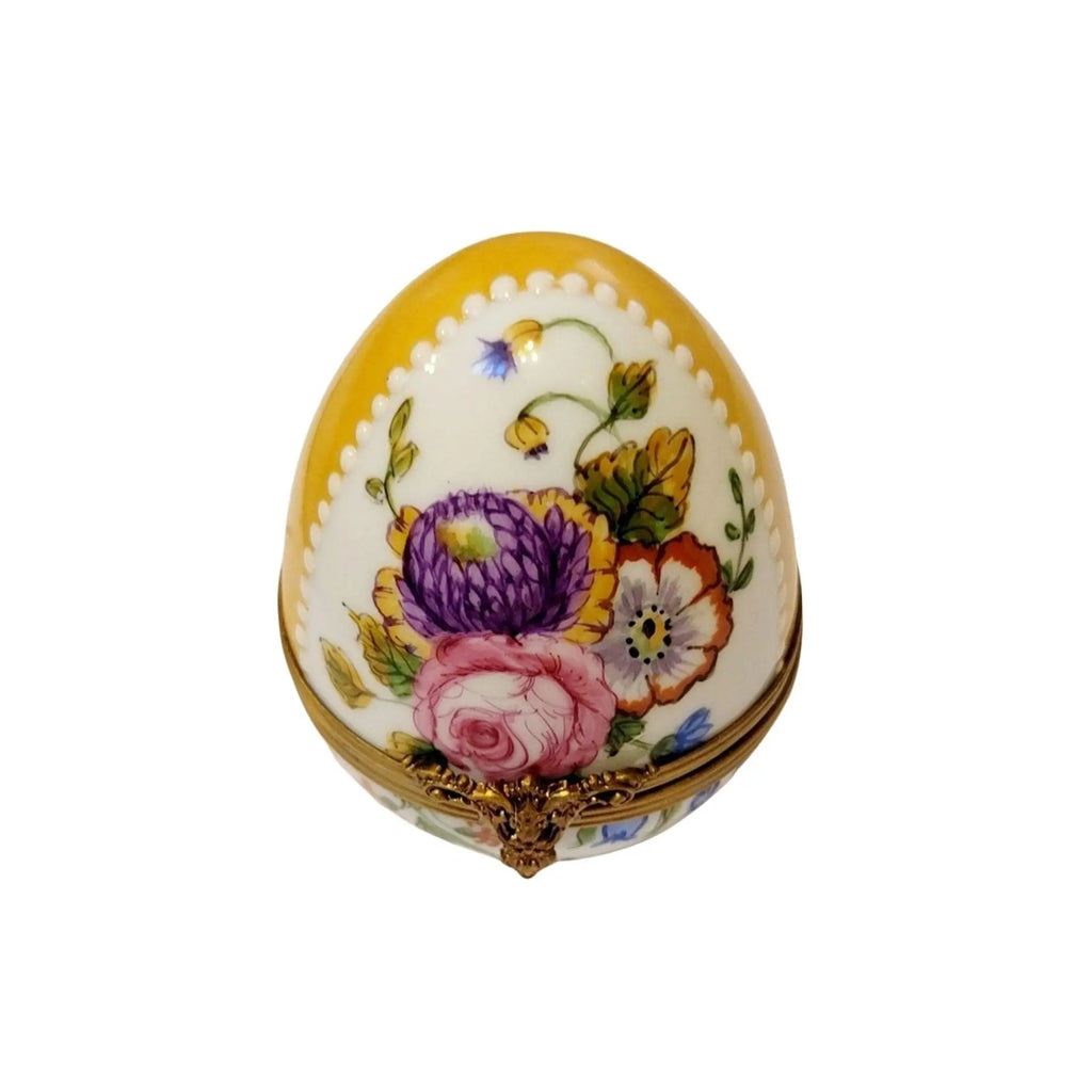 Roses on Yellow Egg Porcelain Art Object, view 9