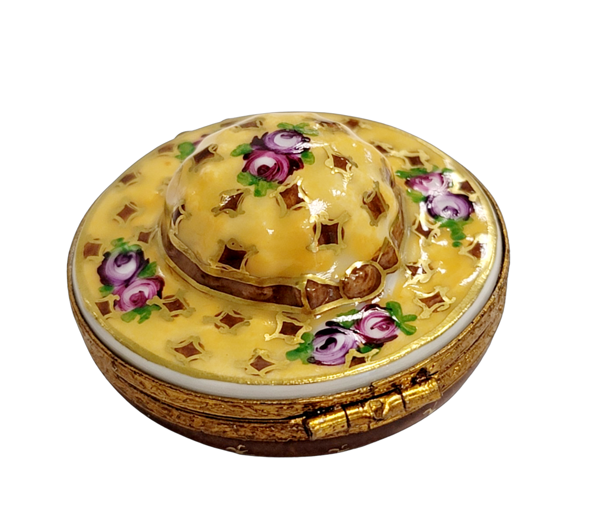 Yellow Roses Hat Fashion Limoges Box, view 3