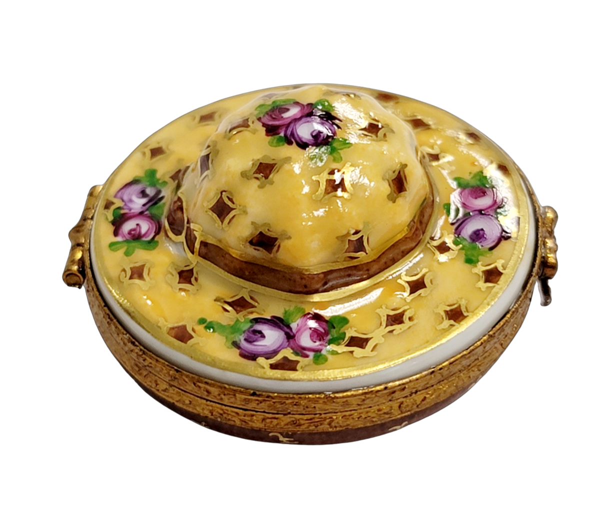 Yellow Roses Hat Fashion Limoges Box, view 4
