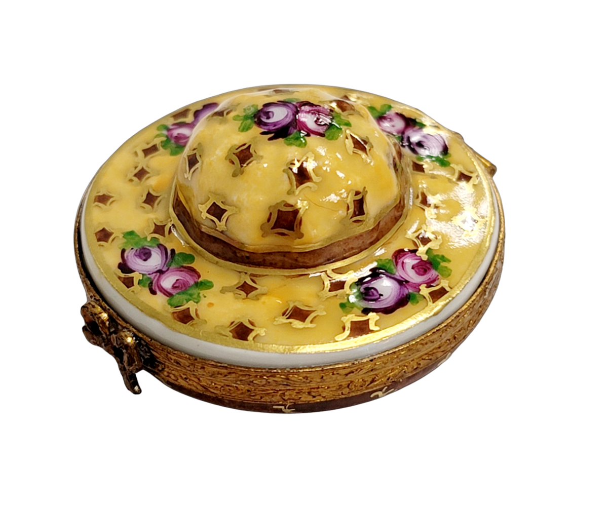 Yellow Roses Hat Fashion Limoges Box, view 5