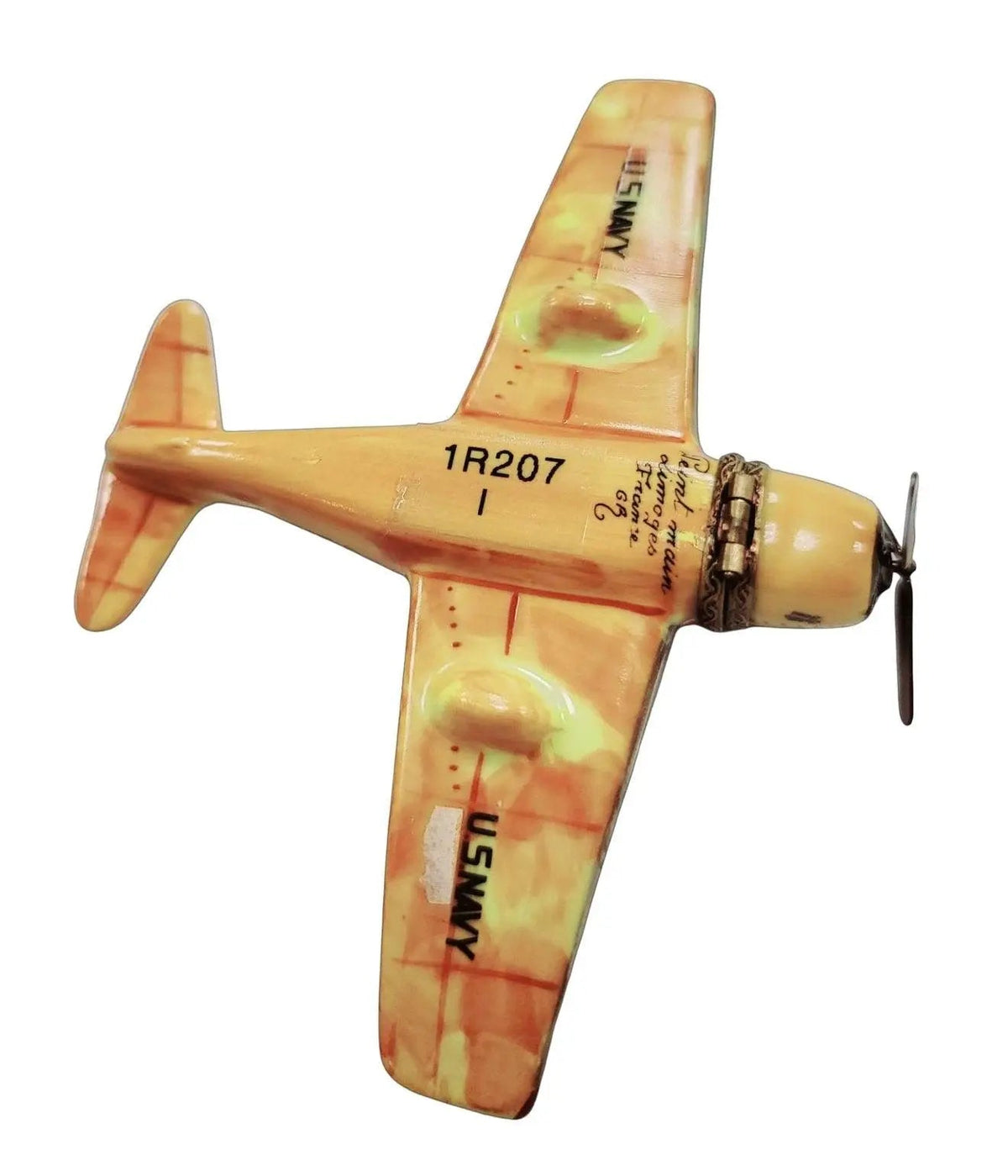 The Airplane USA Navy Bomber Yellow 5Inch Wing, a Limoges keepsake with true French charm
