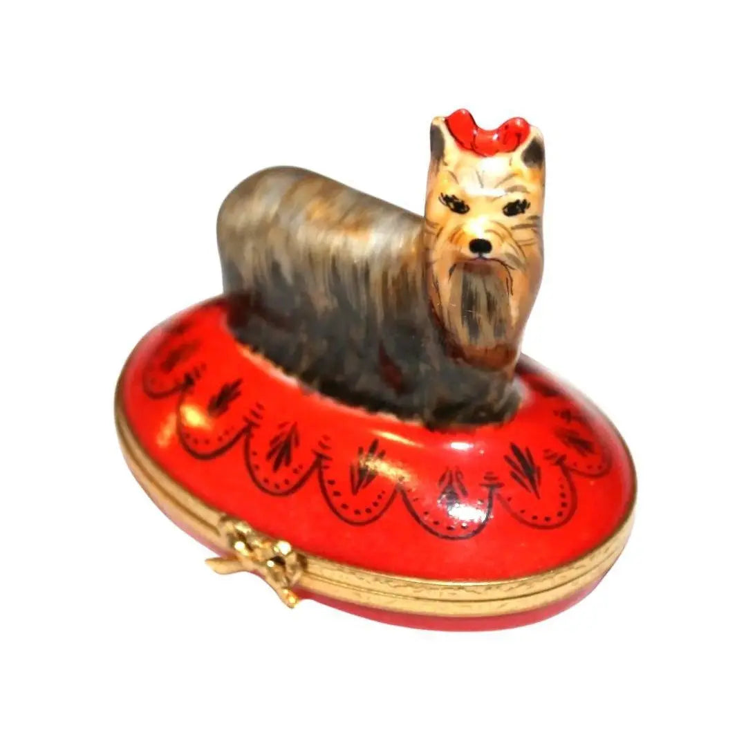 Authentic Artoria Yorkshire Terrier Limoges box, hand-painted in France, from Limoges Boutique