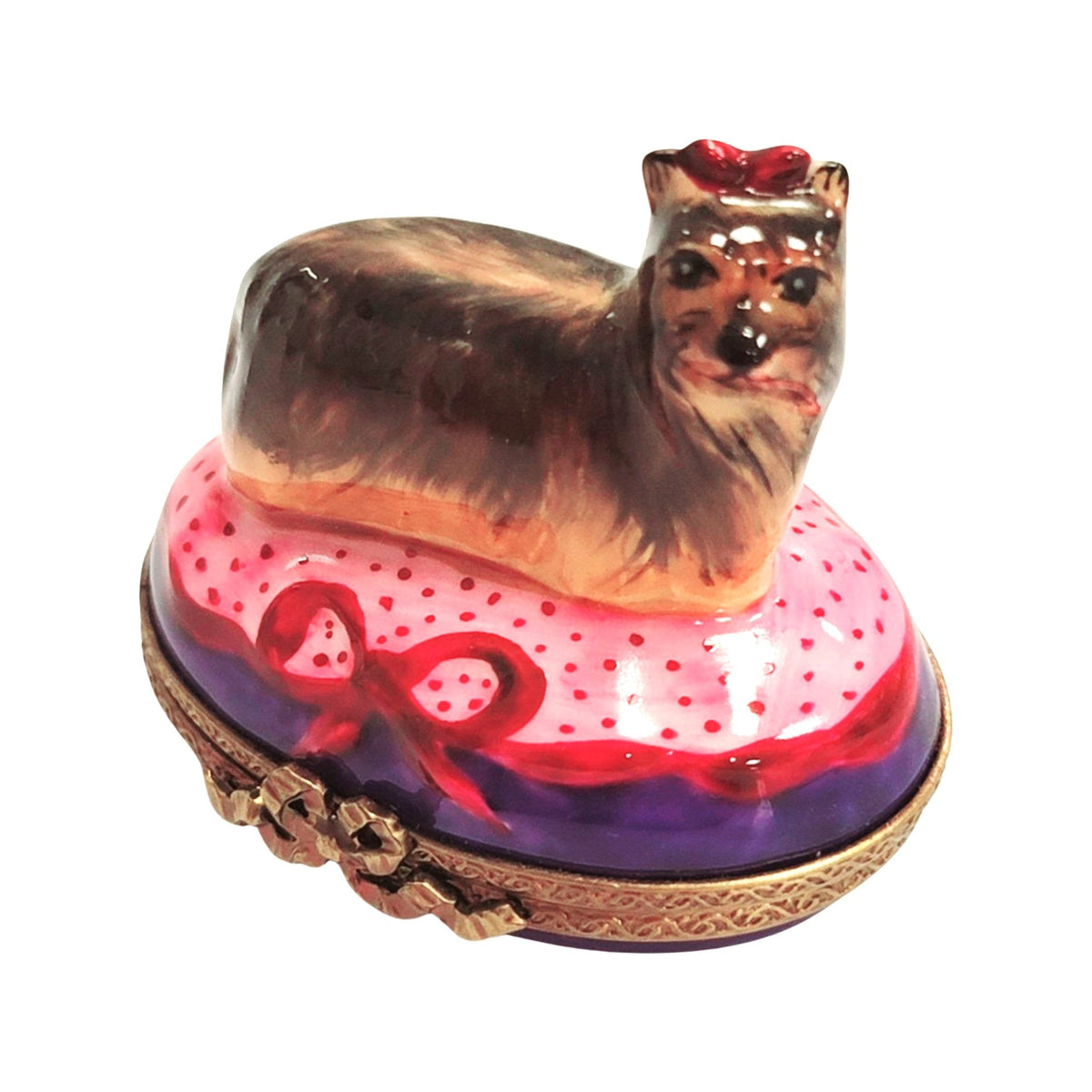 Yorkshire Terrier Yorkie Dog Limoges Box Gift for Collectors, a hand-painted Limoges porcelain gift