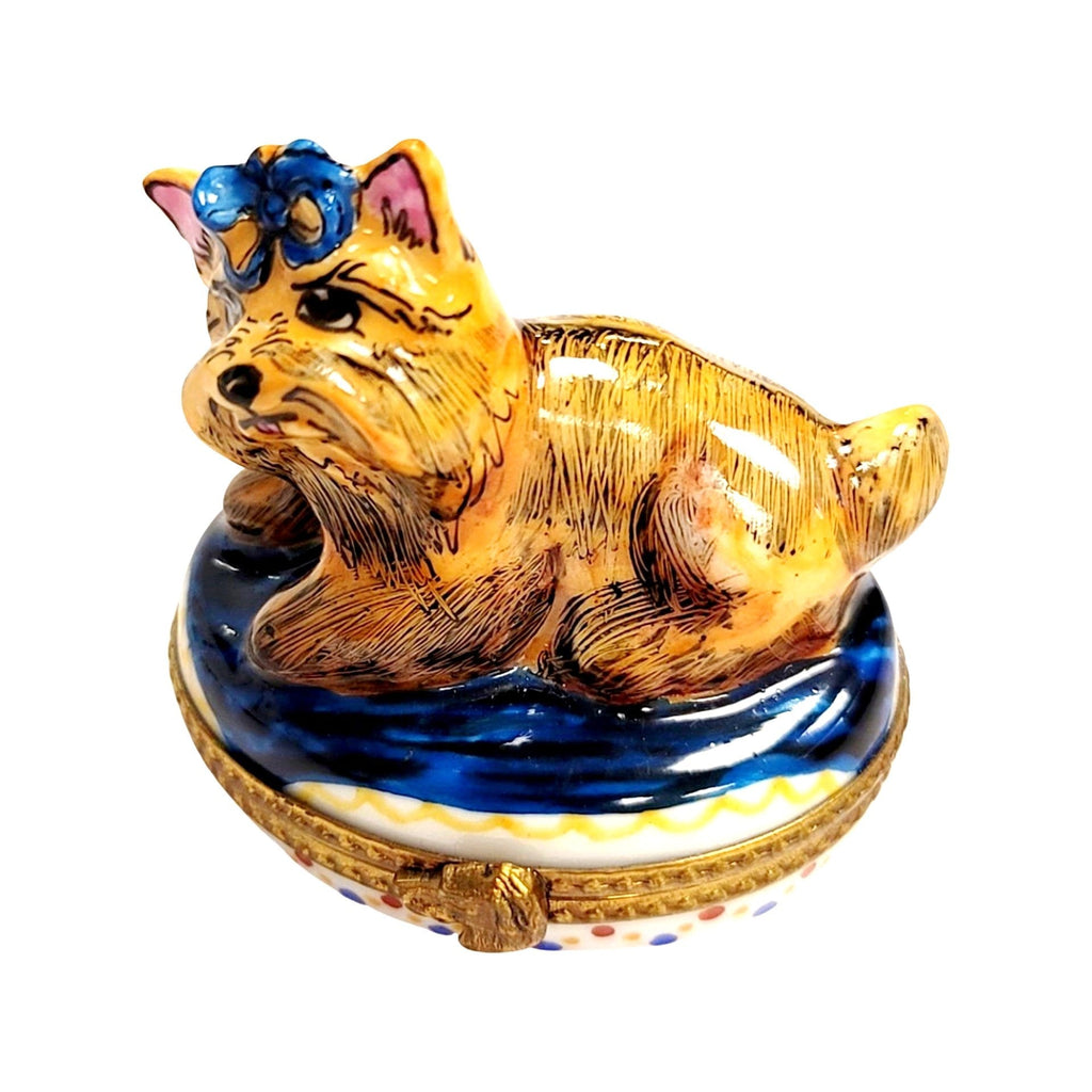 Yorkshire Yorkie Dog Limoges Box Gift for Dog Lovers, a hand-painted Limoges porcelain gift