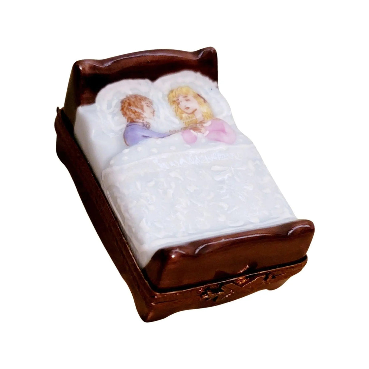 Limoges Boutique presents the Couple in Bed, a genuine Limoges box painted by hand in France