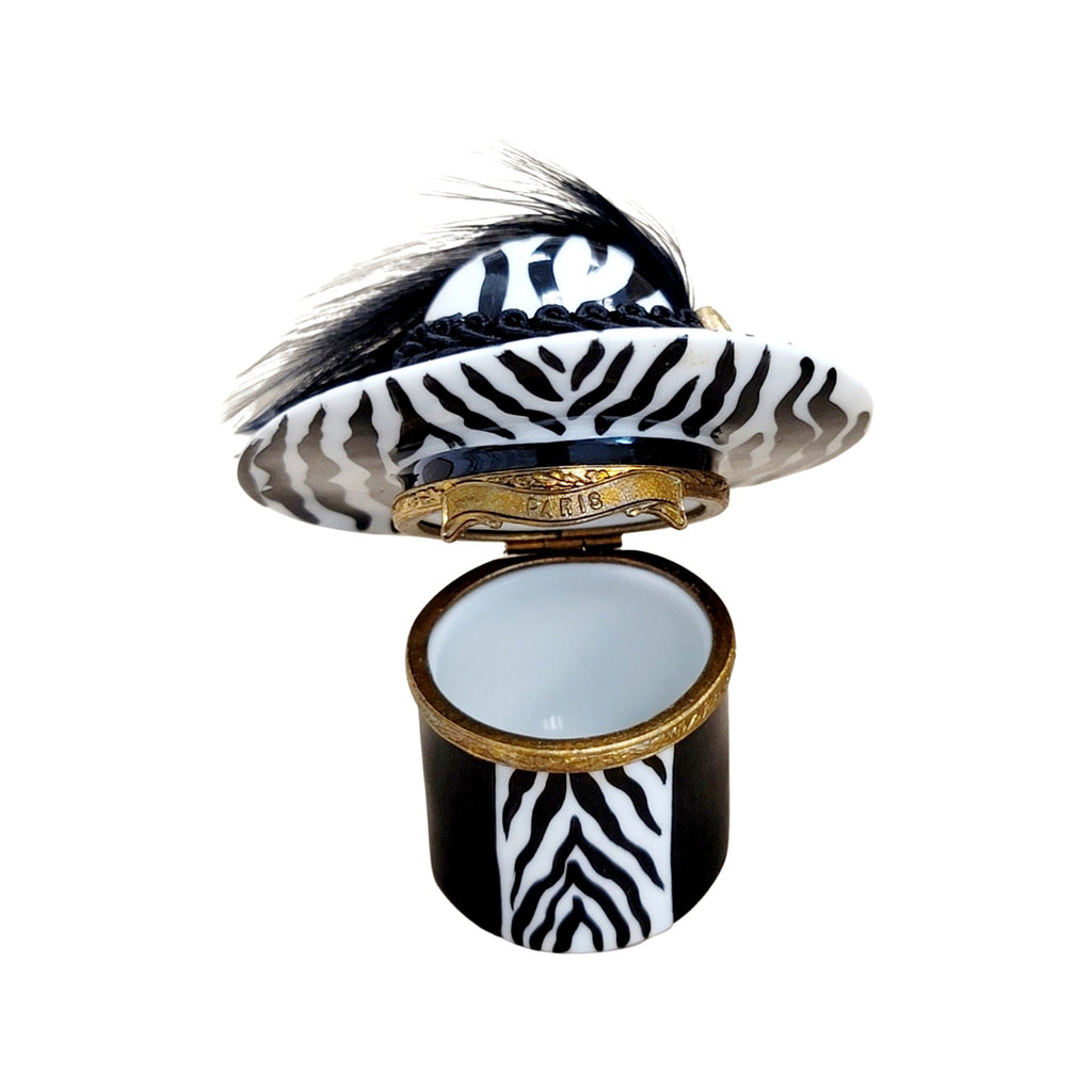 Zebra Hat Fashion Figurine Limoges Box, view 2