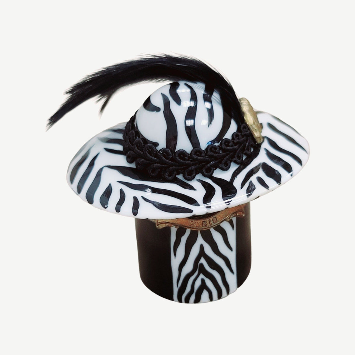 Zebra Hat Fashion Figurine Limoges Box, view 6