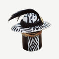 Zebra Hat Fashion Figurine Limoges Box, a hand-painted Limoges porcelain gift