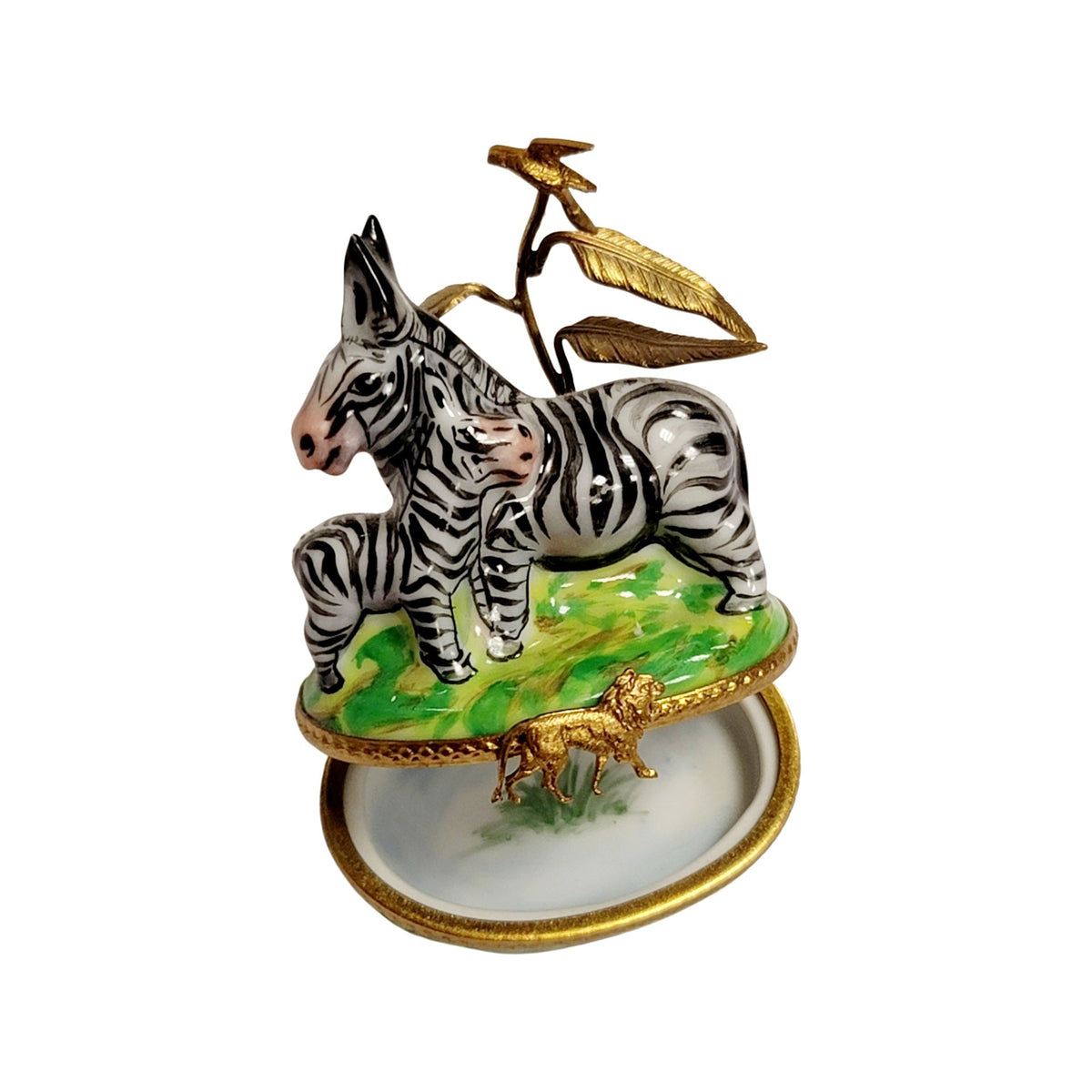 Artisan-painted Zebra Baby Jungle Limoges box from France, a cherished collectible