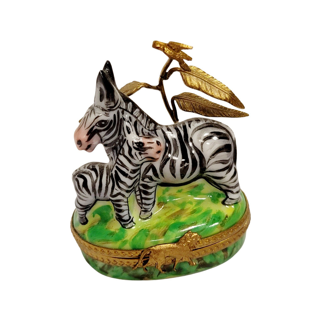 Zebra Baby Jungle Limoges Box Gift, a hand-painted Limoges porcelain gift