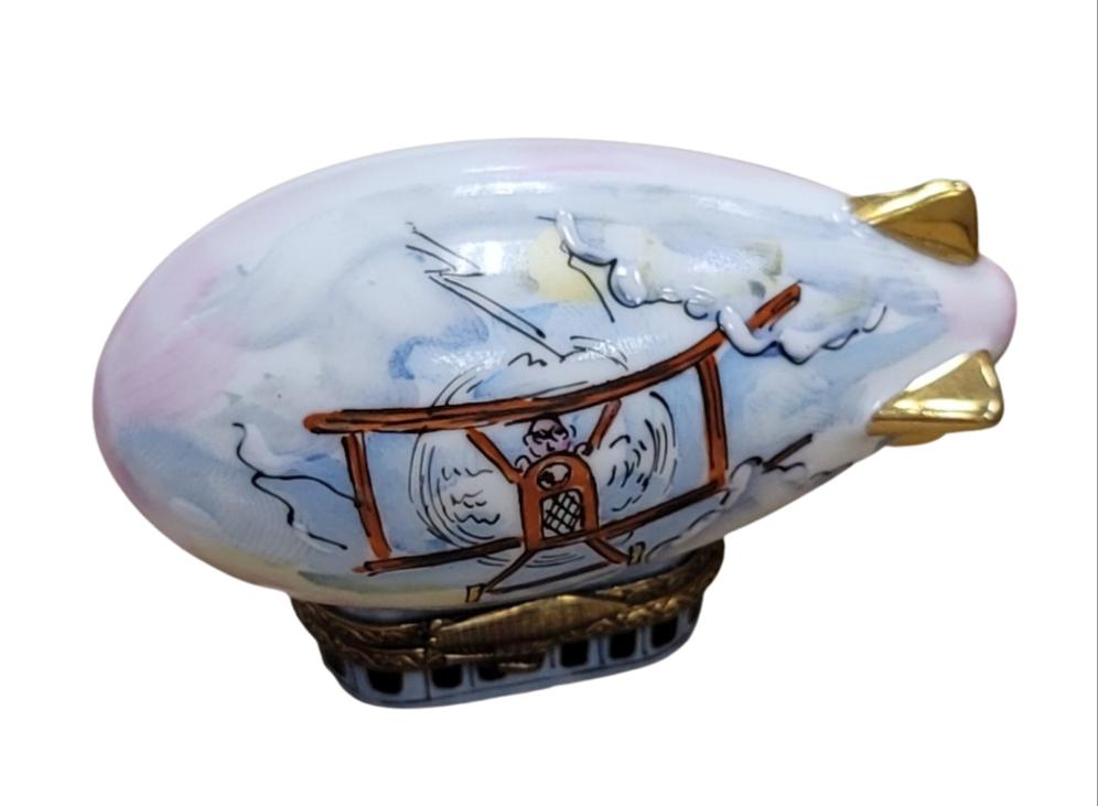 Zeppelin Balloon Limoges Box Figurine, a hand-painted Limoges porcelain gift