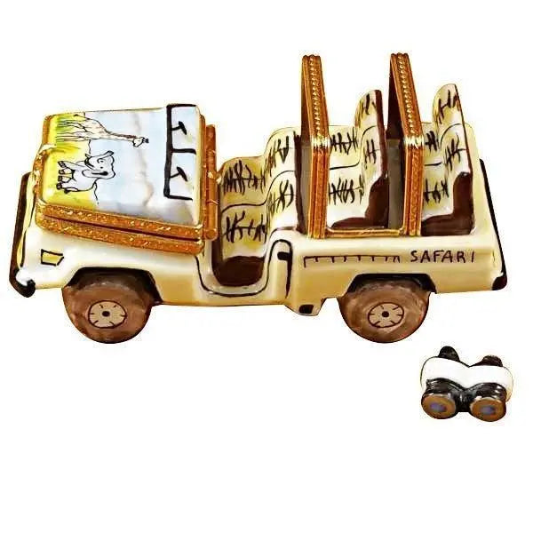 Fine art lovers will admire this Africa Safari Vehicle with Binoculars Limoges box