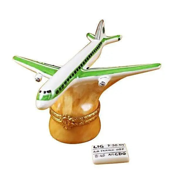 Limoges Boutique presents the Rochard Airplane Airlines for Aviation, a genuine Limoges box painted by hand in France